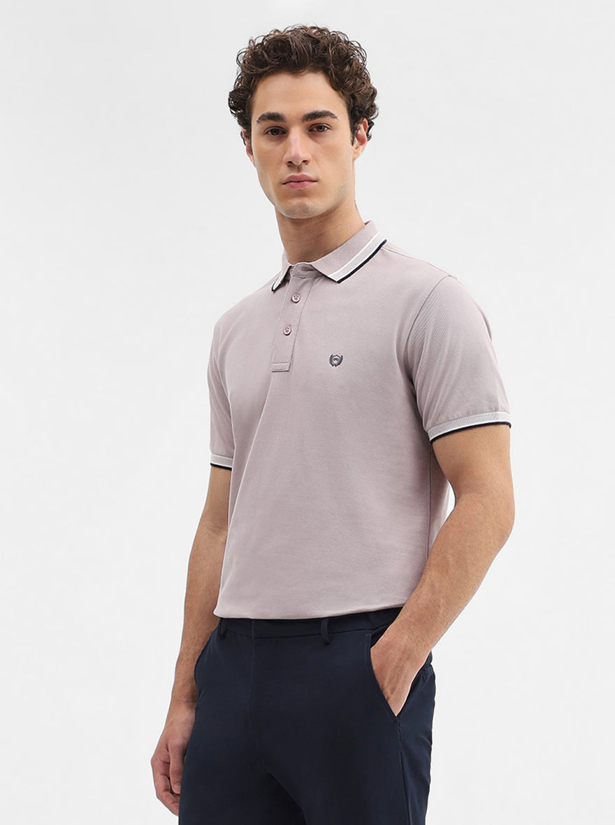 Lavender Solid Slim Fit Polo T-Shirt | JadeBlue