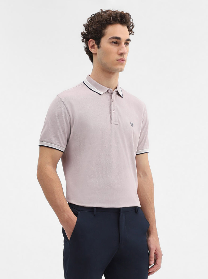 Lavender Solid Slim Fit Polo T-Shirt | JadeBlue