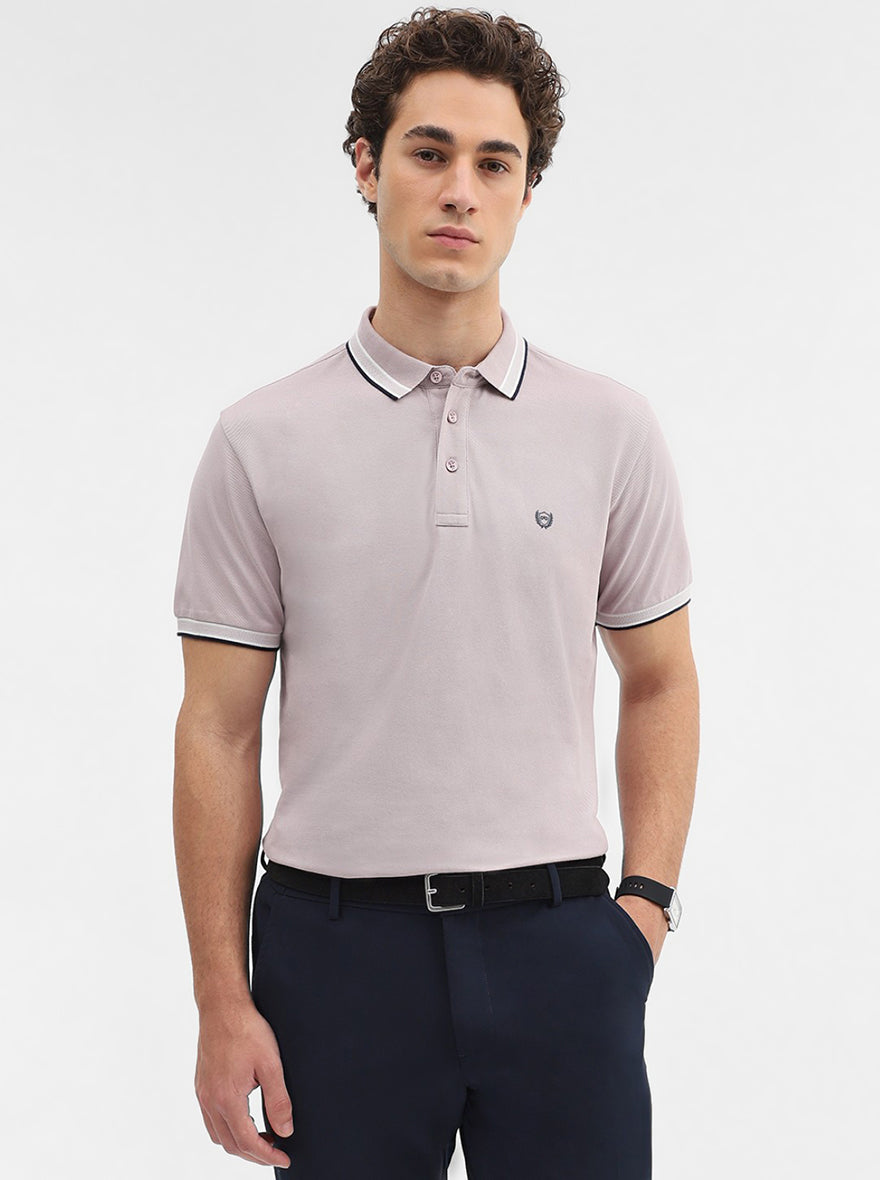 Lavender Solid Slim Fit Polo T-Shirt | JadeBlue