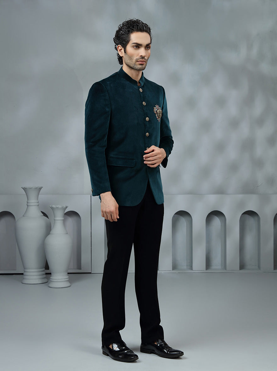 Peacock Green Embroidered Jodhpuri Suit | JB X JB