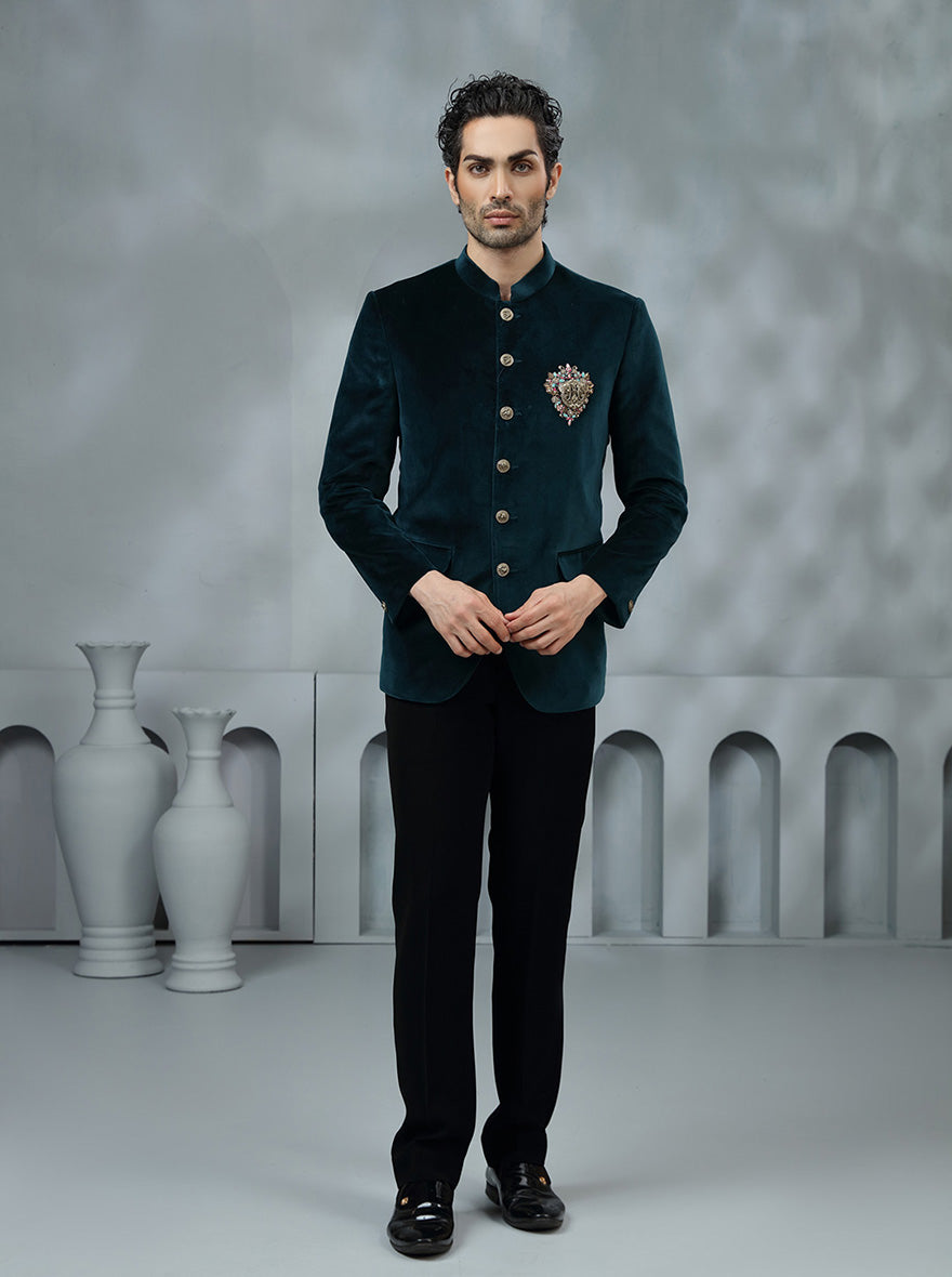 Peacock Green Embroidered Jodhpuri Suit | JB X JB