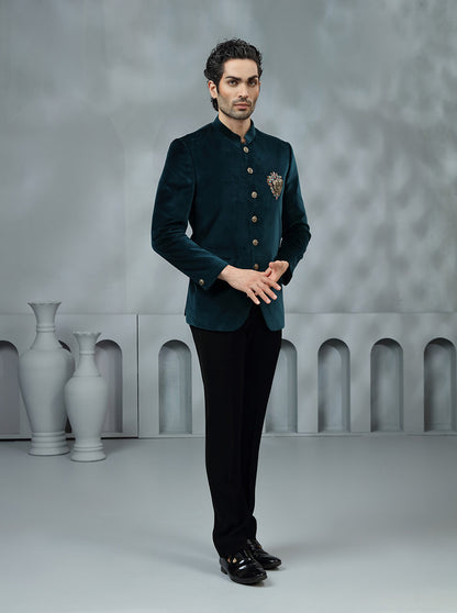 Peacock Green Embroidered Jodhpuri Suit | JB X JB