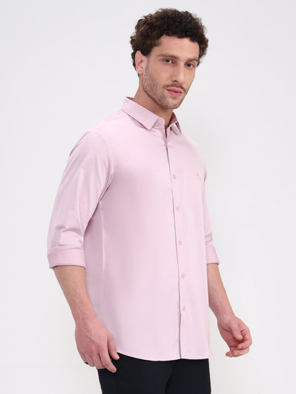 Pink Solid Slim Fit Casual Shirt | JadeBlue