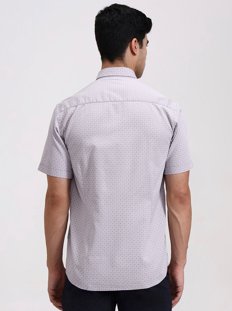 Purple Printed Slim Fit Semi Casual Shirt | Greenfibre