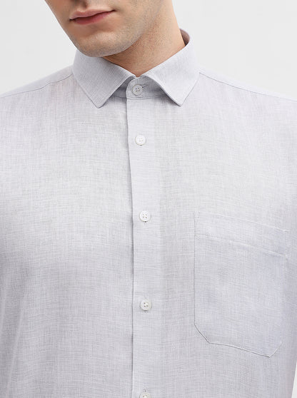 Light Grey Solid Regular Fit Formal Shirt | Greenfibre
