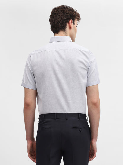 Light Grey Solid Regular Fit Formal Shirt | Greenfibre