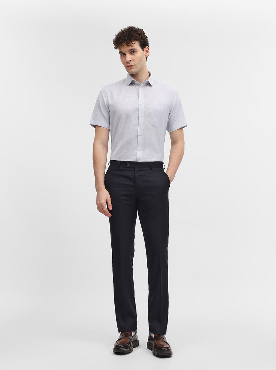 Light Grey Solid Regular Fit Formal Shirt | Greenfibre