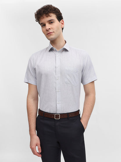 Light Grey Solid Regular Fit Formal Shirt | Greenfibre