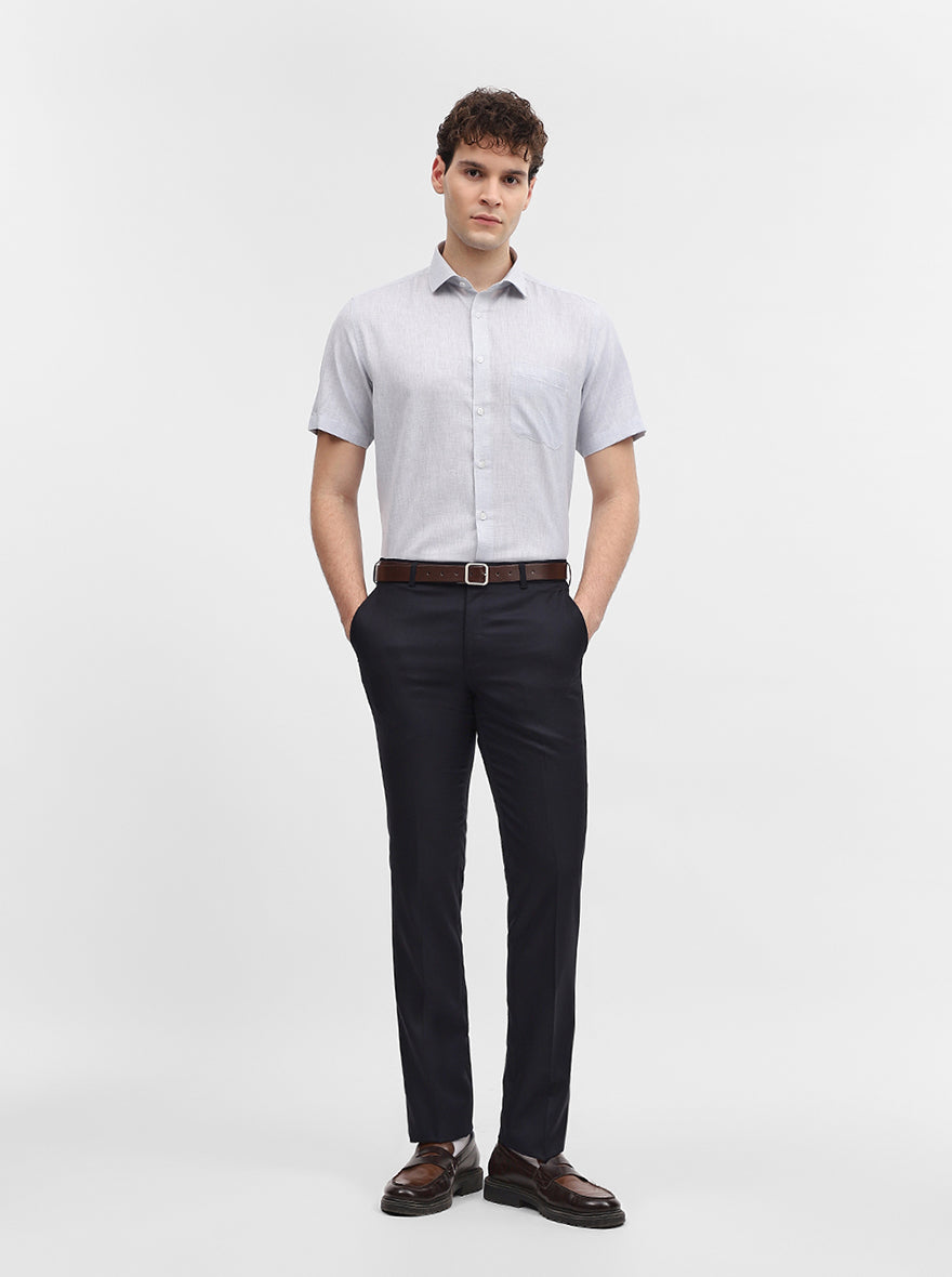 Light Grey Solid Regular Fit Formal Shirt | Greenfibre