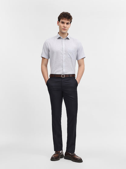 Light Grey Solid Regular Fit Formal Shirt | Greenfibre
