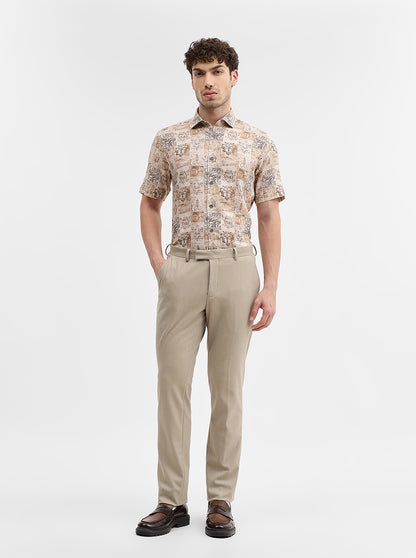 Fawn & Brown Printed Slim Fit Party Wear Shirt | Wyre