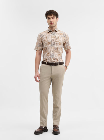Fawn & Brown Printed Slim Fit Party Wear Shirt | Wyre