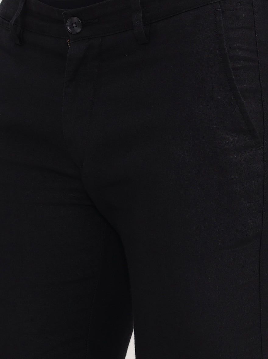 Black Solid Uno Fit Casual Trouser | JadeBlue