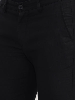 Black Solid Uno Fit Casual Trouser | JadeBlue