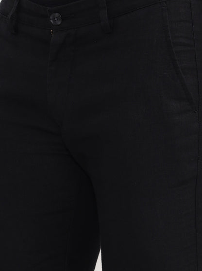 Black Solid Uno Fit Casual Trouser | JadeBlue