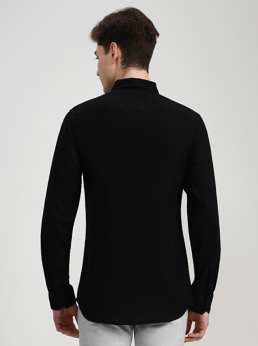 Black Solid Slim Fit Casual Shirt | JadeBlue