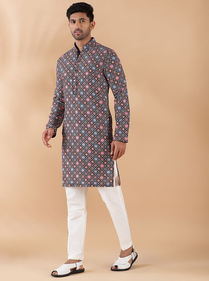 Black Multi Printed Kurta | The Kurta Company