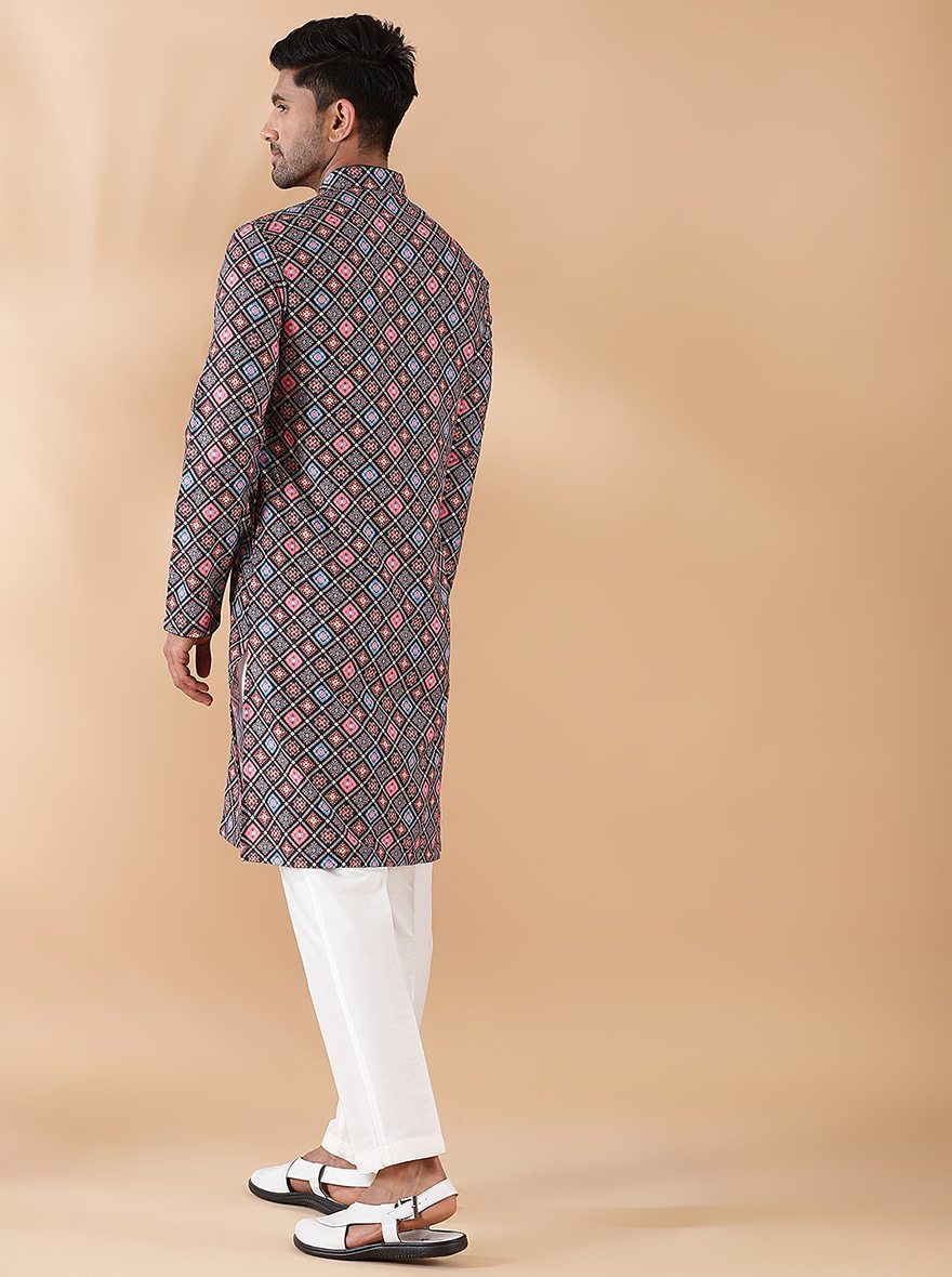 Black Multi Printed Kurta | The Kurta Company