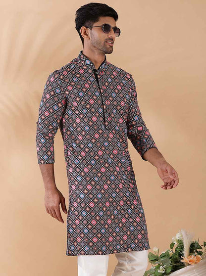Black Multi Printed Kurta | The Kurta Company