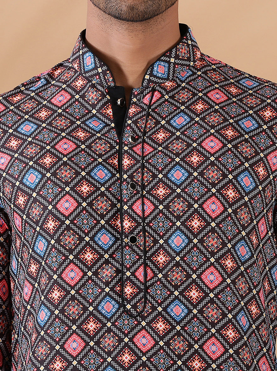 Black Multi Printed Kurta | The Kurta Company