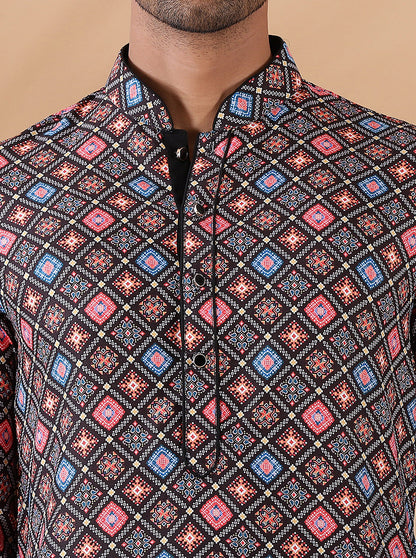 Black Multi Printed Kurta | The Kurta Company