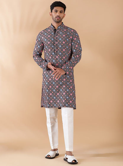 Black Multi Printed Kurta | The Kurta Company