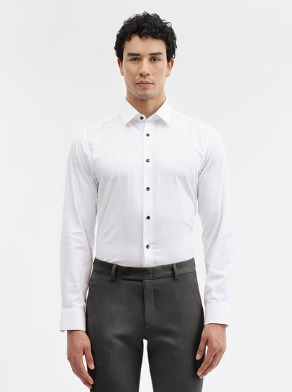 White Printed Slim Fit Party Wear Shirt | Wyre