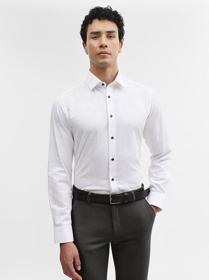 White Printed Slim Fit Party Wear Shirt | Wyre