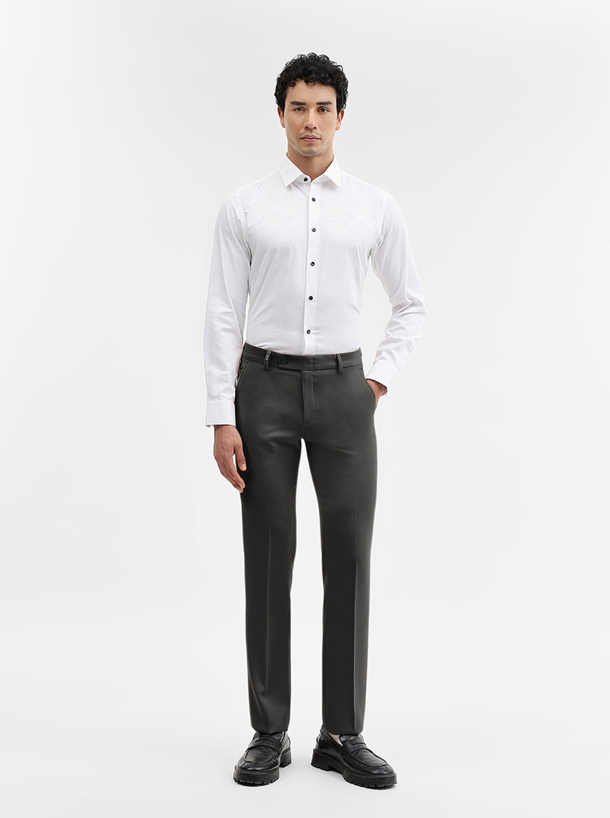 White Printed Slim Fit Party Wear Shirt | Wyre