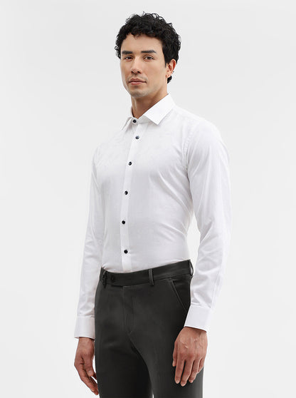 White Printed Slim Fit Party Wear Shirt | Wyre