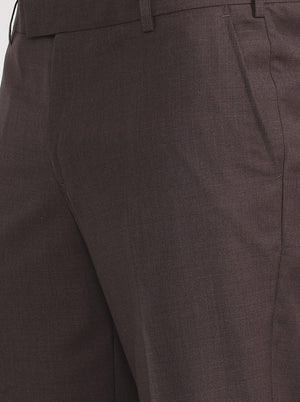 Brown Solid Regular Fit Formal Trouser | JadeBlue