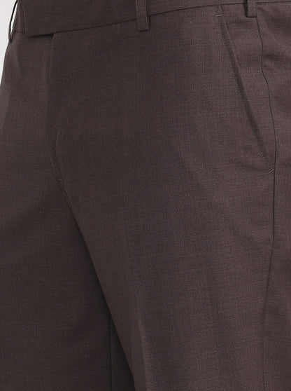 Brown Solid Regular Fit Formal Trouser | JadeBlue