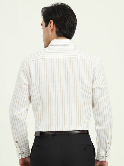 White Striped Slim Fit Party Wear Shirt | Greenfibre