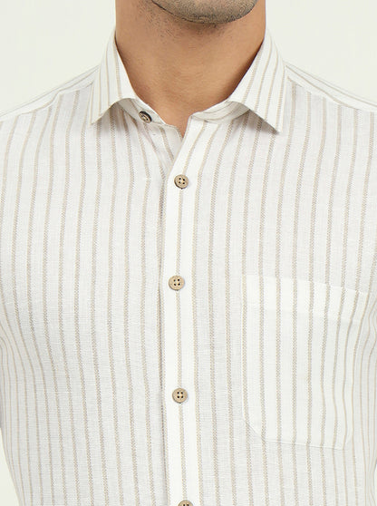 White Striped Slim Fit Party Wear Shirt | Greenfibre