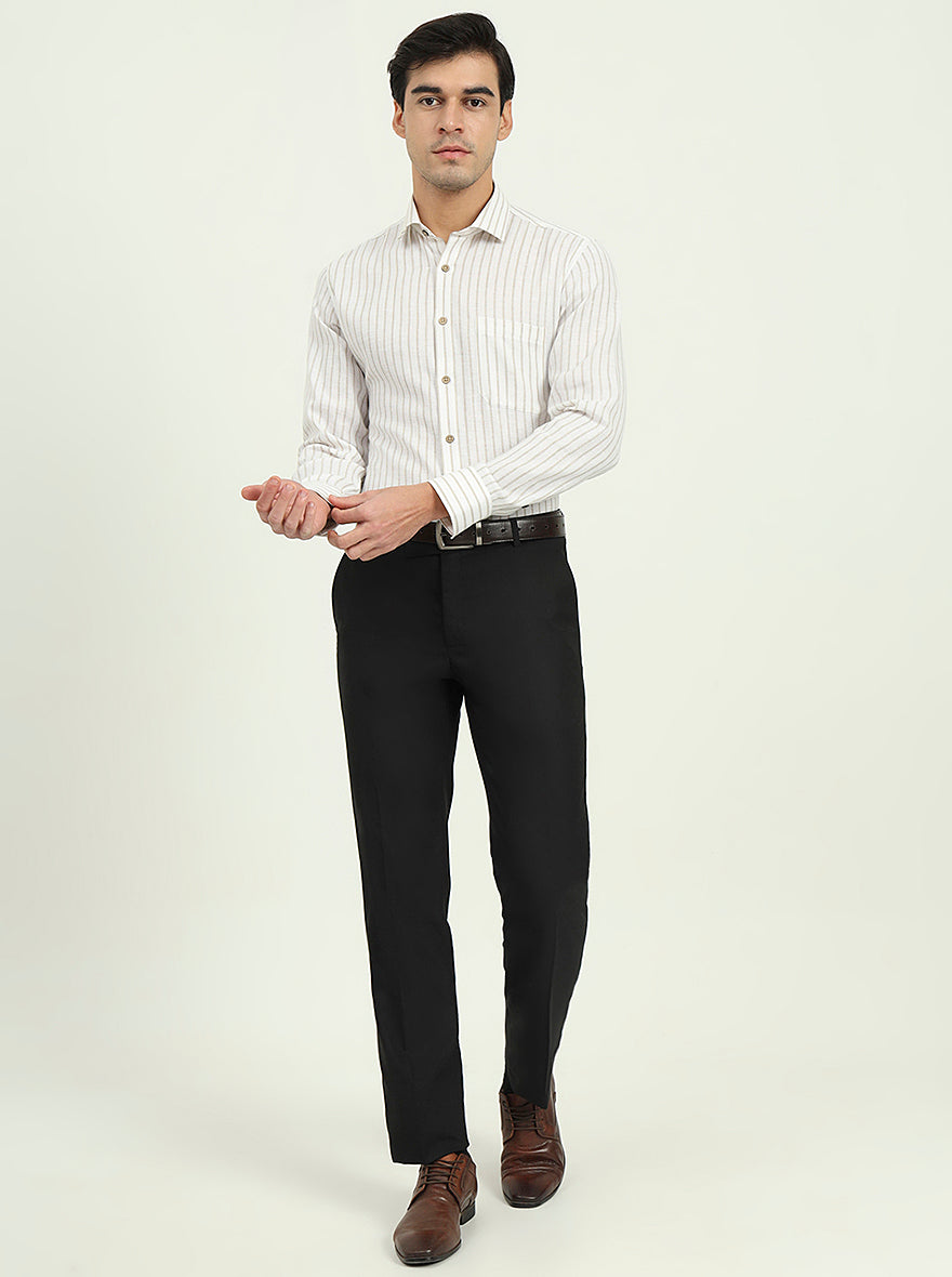 White Striped Slim Fit Party Wear Shirt | Greenfibre