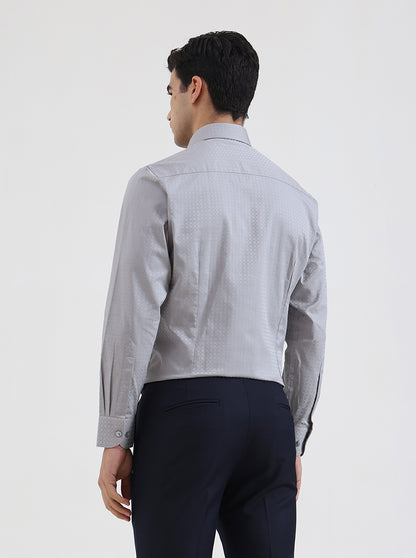 Light Grey Solid Slim Fit Formal Shirt | Metal