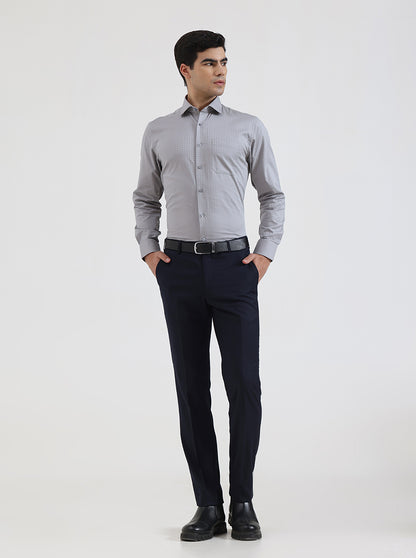 Light Grey Solid Slim Fit Formal Shirt | Metal