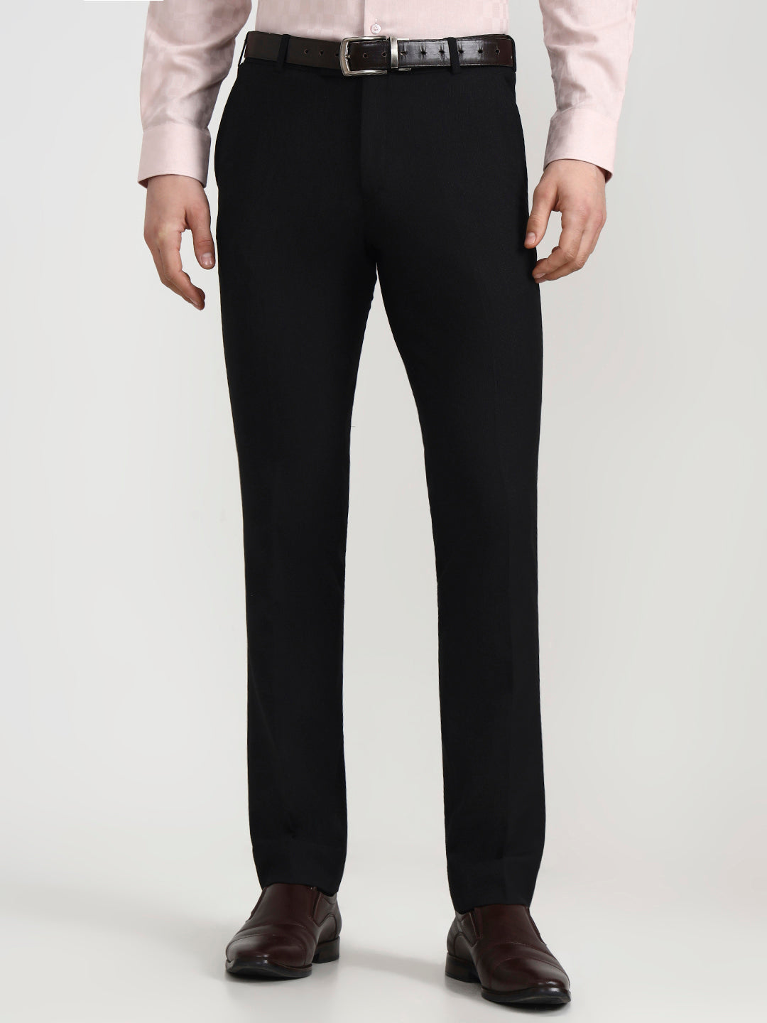 Black Solid Slim Fit Formal Trouser | Wyre