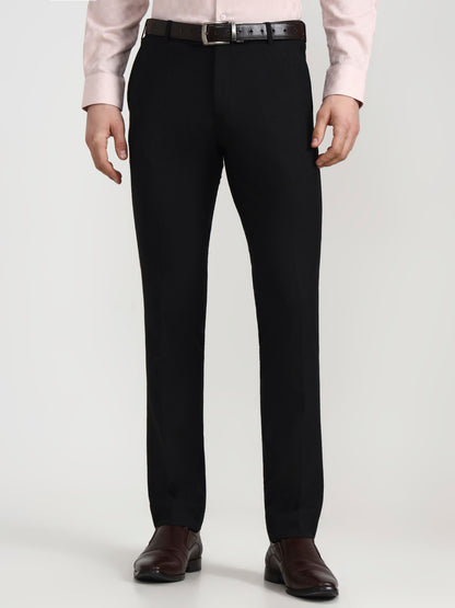 Black Solid Slim Fit Formal Trouser | Wyre