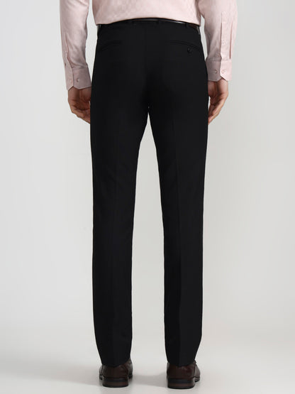 Black Solid Slim Fit Formal Trouser | Wyre