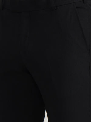 Black Solid Slim Fit Formal Trouser | Wyre