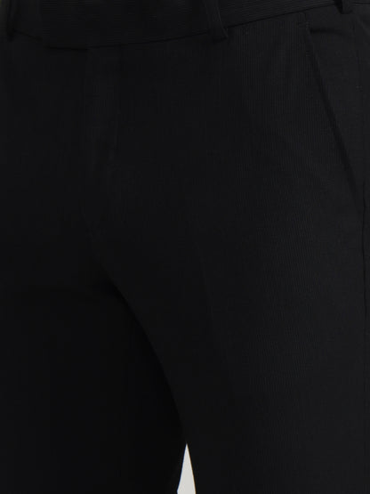 Black Solid Slim Fit Formal Trouser | Wyre