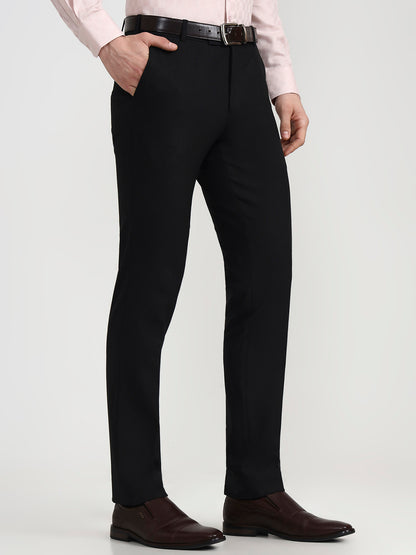 Black Solid Slim Fit Formal Trouser | Wyre