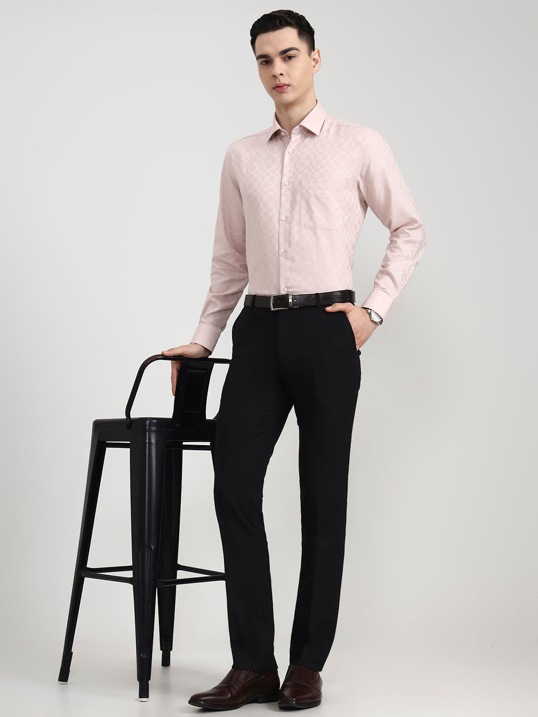 Black Solid Slim Fit Formal Trouser | Wyre