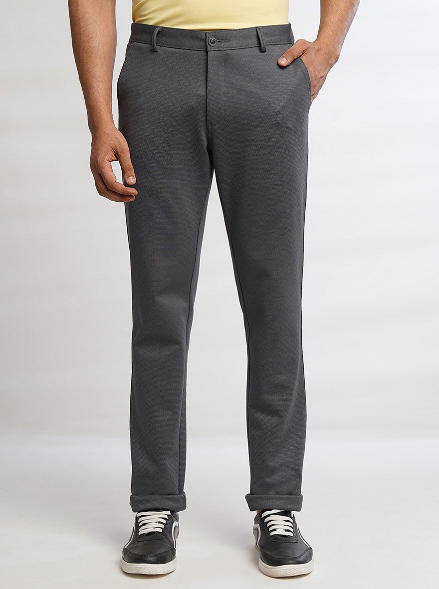 Grey Solid Venice Fit Casual Trouser | JadeBlue