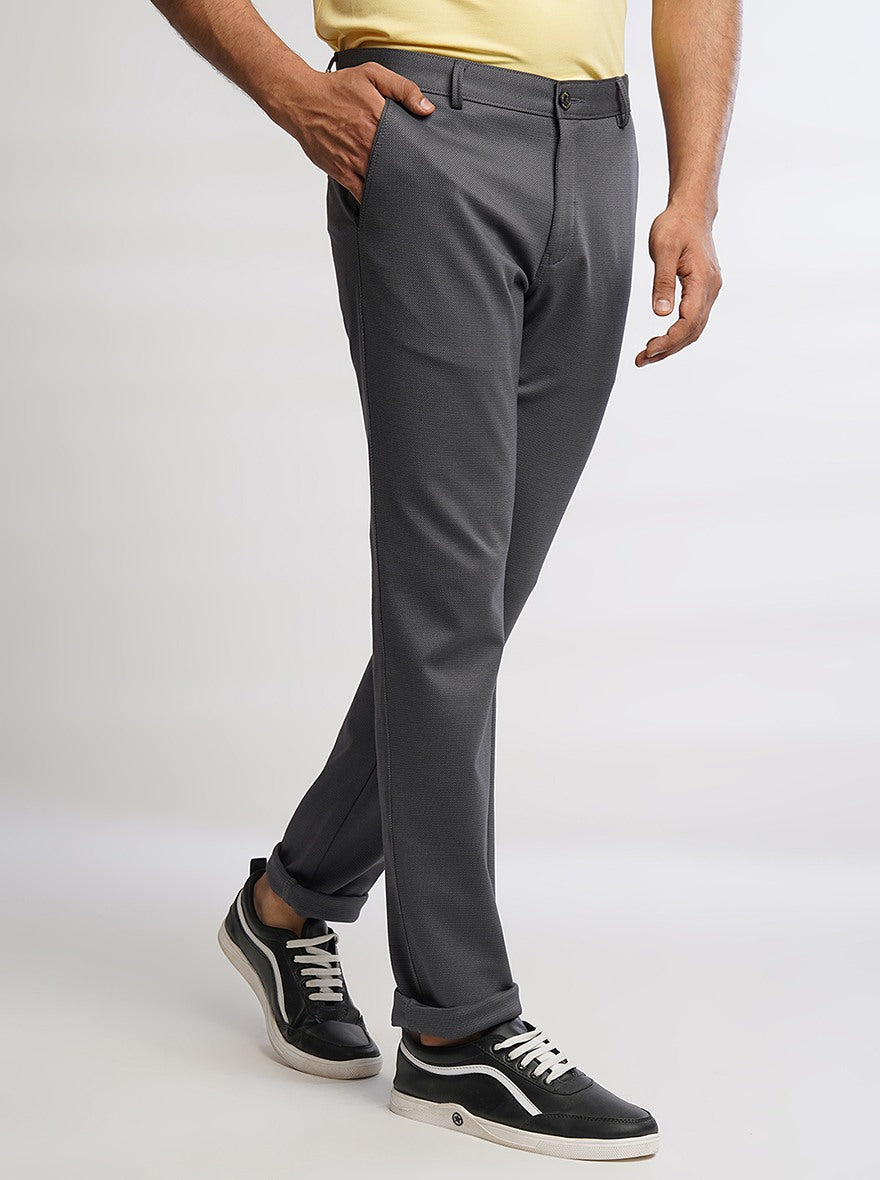 Grey Solid Venice Fit Casual Trouser | JadeBlue
