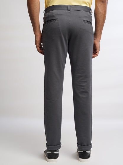 Grey Solid Venice Fit Casual Trouser | JadeBlue