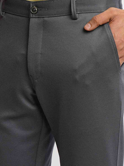 Grey Solid Venice Fit Casual Trouser | JadeBlue