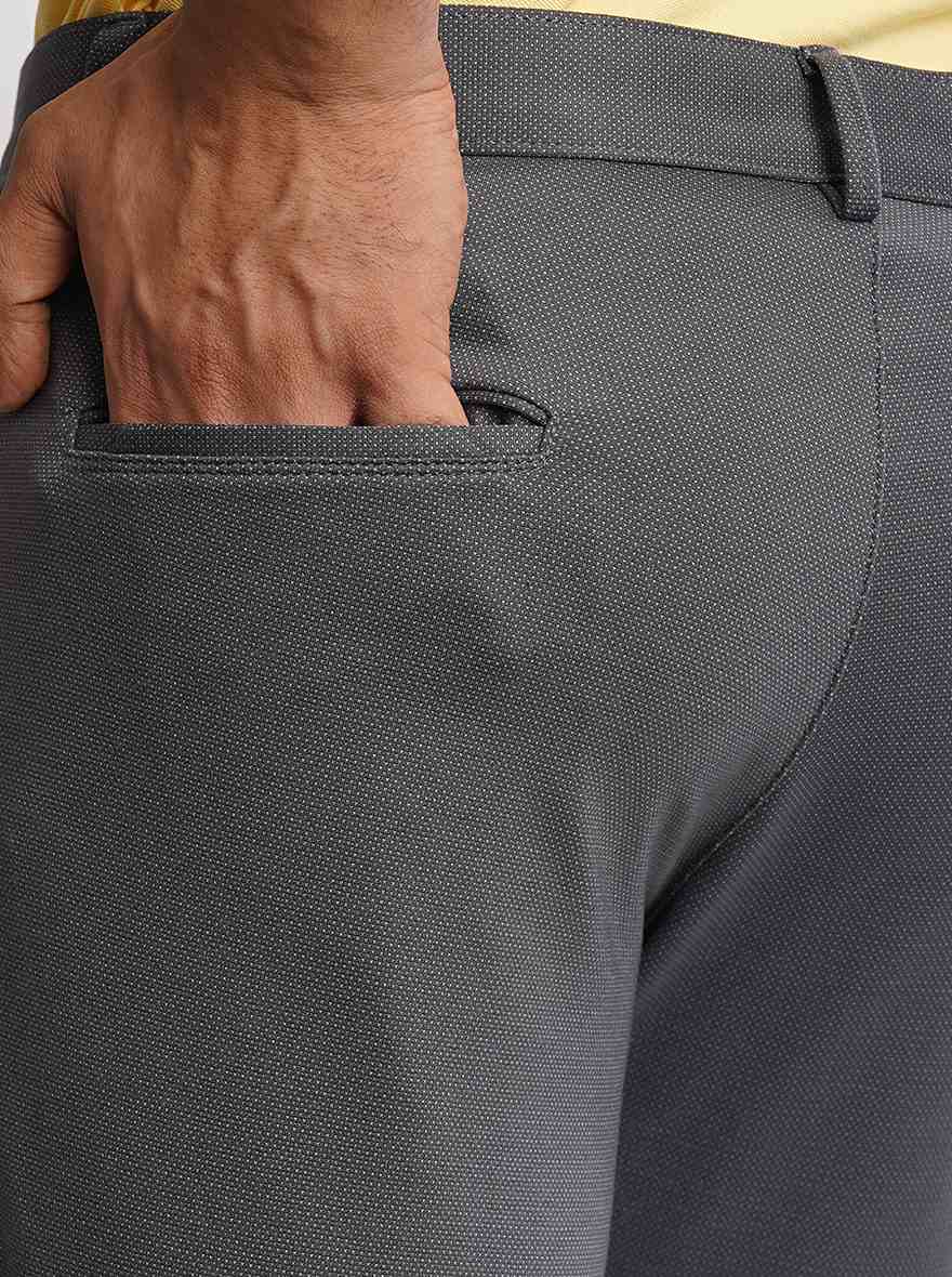 Grey Solid Venice Fit Casual Trouser | JadeBlue