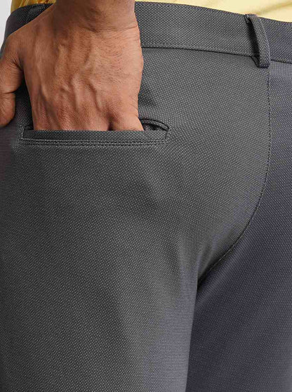Grey Solid Venice Fit Casual Trouser | JadeBlue